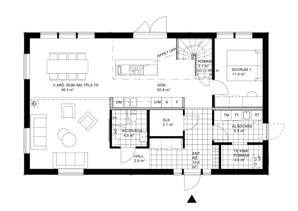 2D-planlösning på Villa Solberga entréplan